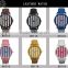 R0718 Custom logo printed more time watch , PU band stripe dial more time watch