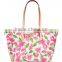 PVC coated cotton flower printing tote bag