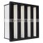 Best price V-Type Mini-pleat Medium Air Filter in black plastic frame