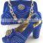 New blue italian matching shoes and bags set for party