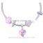 Hot Sale Blue Enamel Solid S925 Heart Silver Plated Bell Couple Bracelet Key Lock Personal Long Chains SlideCharms Pendants