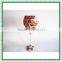 Red Flower Pattern Stained Handmade Tall Goblet Glass Mosaic Candle Holder