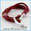 Fashion Mens Jewelry Custom Nautical Rope Leather Anchor Bracelet For Men