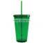 FDA approved bpa free colorful plastic tumblers with straw lid