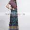 Plum Feathers Exotic Print Smocked Waist Maxi Dress