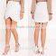 2016 high quality women white pleated magic wrap mini skirt