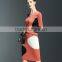 Women bodycon package hip wrinkled dresses with 3/4 sleeve