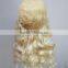 Wholesale Long Wave Heat Resistant Fiber Hair Side Part Blonde Synthetic Lace Front Halloween Wig