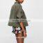 Top design woman army green jacket bomber jacket custom woman garment