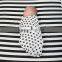 Muslin Baby Swaddle Blankets, 48x48 (3 Pack) Black, White, XO, Stripe, Cross