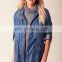 Custom jean jacket wholesale medium-wash roll sleeves woman denim jacket