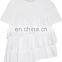 New design Cotton-poplin Tops Asymmetric New Ruffled short sleeve women shirts