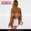 Women Trench Jacket Vintage Style Tan Fringe Faux Suede Biker / Moto Jacket