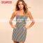 latest designs black and white plaid dress summer casual strap mini lady dress