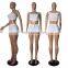 2020 Fashion Summer Sexy Two Piece Tight Crop Top Zipper Shorts Sets For Women Two Piece