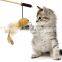 HQP-DMB05 HongQiang Sisal Mouse Cat Wand Sticks Teaser with Bells Interactive Cat Toy