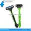 D316L pivoting head rubber handle triple blade razor