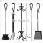Modern Black Outdoor Tools Bracket Fire Hook Pliers Kit Fireplace Accessories