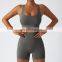 Fashion New Eco-friendly Recycled Fabric Bra Two Piece Yoga Suit Set Fitness Workout Sports Clothing Ladies Gym Wear Short Set