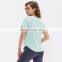 Women Custom Logo U Hem Sports Short Sleeve T-Shirts Gym O Neck Soft Tops For Running