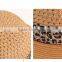 QXSH0006 Straw hat with leopard ribbon and bowknot Summer women beach fedora hat