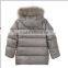 2014 new style Kids' long down jacket with fur hood blue color kids warm jacket long down coat