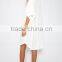 Over size fit solid white color half sleeve botton up womens shirt dress