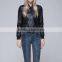 Hot selling knit collar leather jacket for women new style cheap&active pu jacket style for ladies