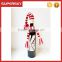 C1572 wine bottle santa hats red white stripe knitted wine bottle topper christmas gift santa midget hat and scarf