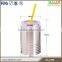520ml insulated double wall stainless steel beer mug with straw