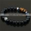 KJL-0070 Best Selling Jewelry Black Matte Agate Stone With Tiger Eye Gem Stone Beads Bracelet,Natural Stone Men Stretch Bracelet