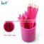 Plastic Universal pink round pen/pencil cup holder, two layer office pink round pen holder