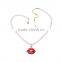 OEM/ODM Manufacture 2016 Latest Design Red Lip Pendant Necklace Pearl Necklace for Women