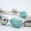 Chunky Natural Turquoise Stone Beads Bracelet Smooth Funk CCB Beaded Bracelet For 2016 Fashion Jewelry