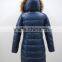 women reversible faux fur hood long down feather jacket