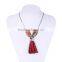 wood bead chain necklace tassel necklace geometric metal beads rings on chain necklace