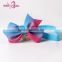 Custom printed kids blue pink stretch grosgrain bow headbands for baby girls