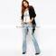 light blue plain knee ripped wide botton new model jeans pent style