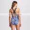 Womens Summer Floral V Neck One Piece Swimsuit Customize Multi Colored Swimming Suit Polyester Spandex Perfect Material Finish