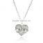 New Fashion Silver Tone " Mom " Carved Heart Pendant Clear Rhinestone Link Cable Chain Necklace