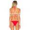 Factory direct wholesale swimwear front fashion stylish woman bikini plain red 2 pieces set