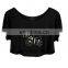 T-WT506 Woman Polyester Spandex Screen Print Short Design T Shirts Crop Top