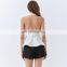 TWOTWINSTYLE Women Shirt Halter Sleeveless Backless Short Blouse Patchwork Bowknot Slim