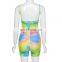 Wholesales Best Seller Women Tie Dye Casual Jumpsuit Ladies Bodycon Short Tie Dye Playsuit Women Jumpsuit