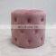 Home Living Room Furnitures Pouf Stools Ottomans Pink Round Velvet Foot Stool Tufted Ottoman