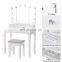 Women wooden foldable glass mirror makeup table dressing room table and chair led light