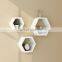 High quality 3 Piece MDF wood Hexagon Decorative Wall mount floating shelf