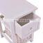 White Nightstand End Side Table Bedroom Home Storage Furniture with 1 Wicker Basket