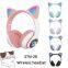Wireless Cute Cat Ear Lucky Cat Ear Girls Headphones Colorful Lighting LED Over-Ear BT Headband Headset