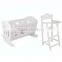 Children's Dolls Wooden Cradle Cot Bed & High Chair Toy Set Role Play Furniture